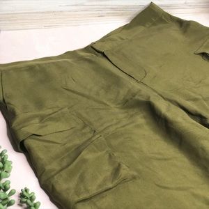 Madewell Olive Army Green Silk Long Shorts